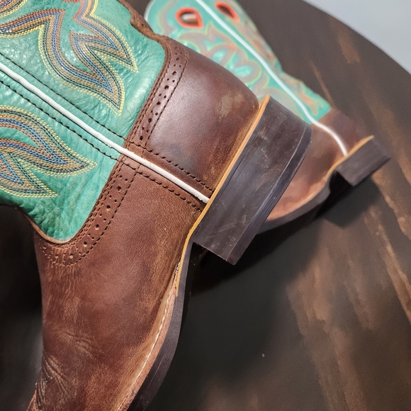 Twisted X Western Boots Brown Leather Mid-Wide Calf Square Toe Women's Size 8C - Picture 8 of 14